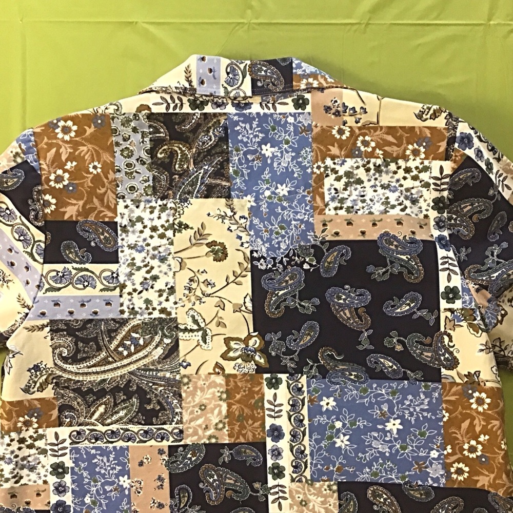 Blue Paisley Patchwork Button Front Jacket Sz PM - Picture 3 of 4